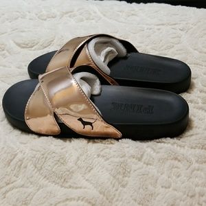 VS PINK Rose Gold Slides